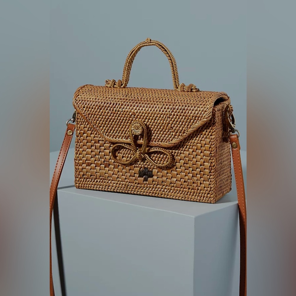 Anthropologie “Bailey” Rattan Crossbody Bag